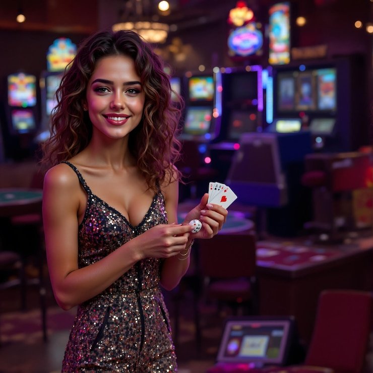 Mesin slot digital dengan animasi warna cerah dalam layanan hiburan virtual